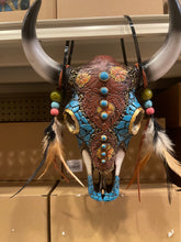 Load image into Gallery viewer, Tooled Leather  w/ Gems Cowskull
