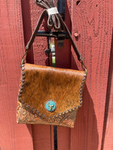 Load image into Gallery viewer, Turqouise Medallion Tooled Crossbody
