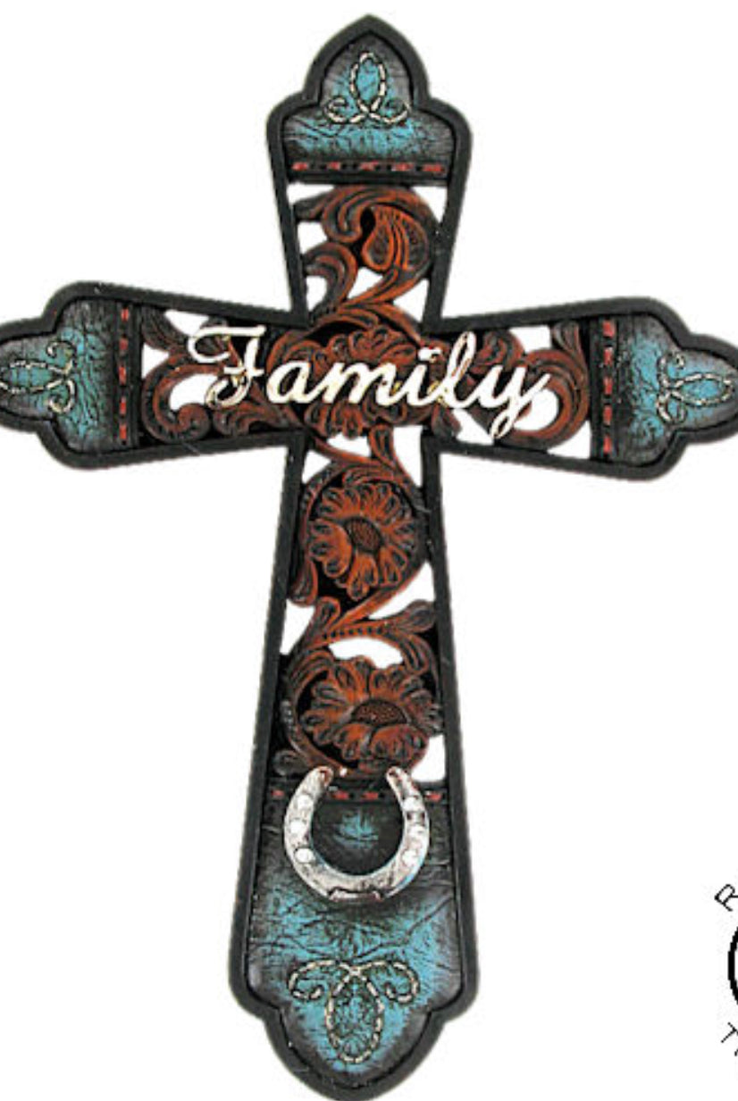 Tooled Family Horseshoe Cross