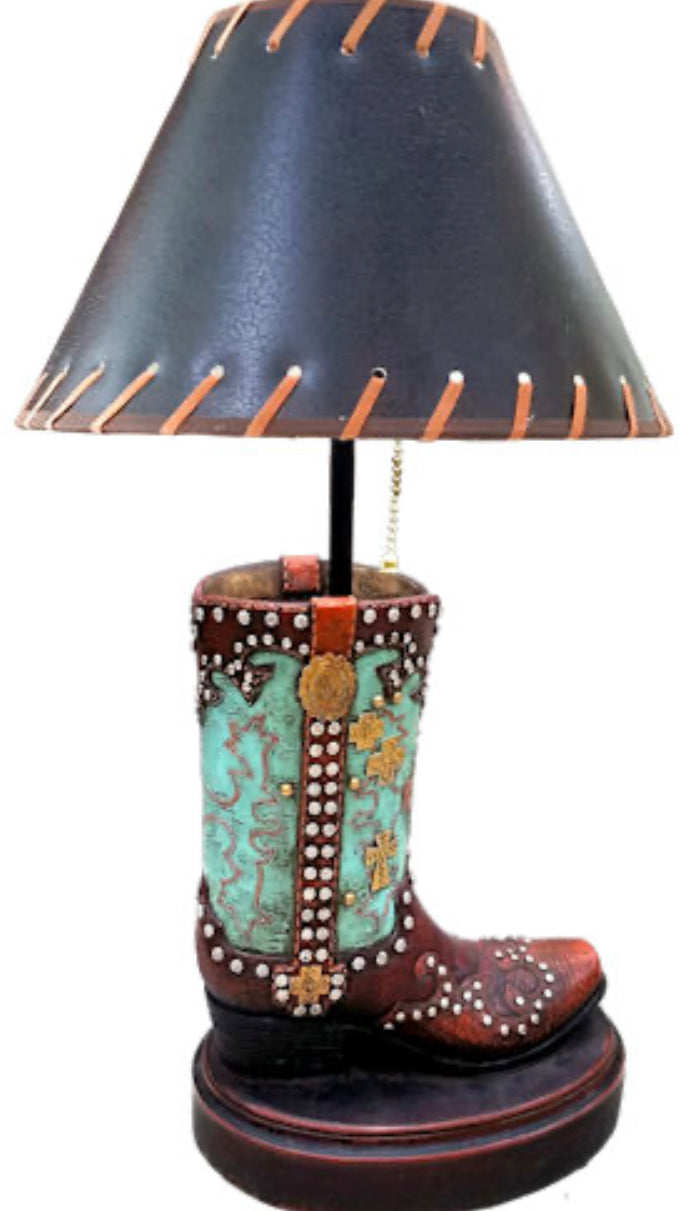 Turquoise Boot Lamp