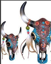 Load image into Gallery viewer, Tooled Leather  w/ Gems Cowskull
