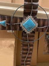 Load image into Gallery viewer, Metal Turquoise Stone Cross
