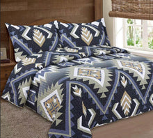 Load image into Gallery viewer, Navy Beige Southwestern Bedding Set
