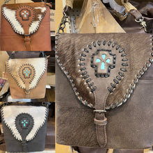 Load image into Gallery viewer, Cowhide Turquoise Stone Crossbody
