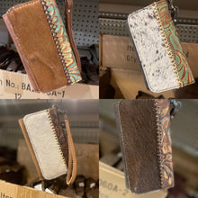 Load image into Gallery viewer, Cowhide Tooled Wristlet Wallets
