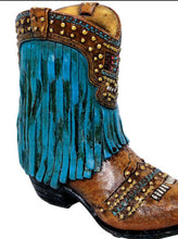 Load image into Gallery viewer, Turquoise Fringe Boot Vase
