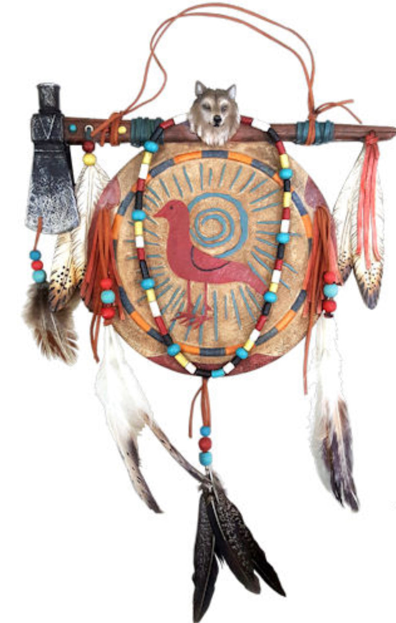 Native Coyote Tomahawk Wall Decor