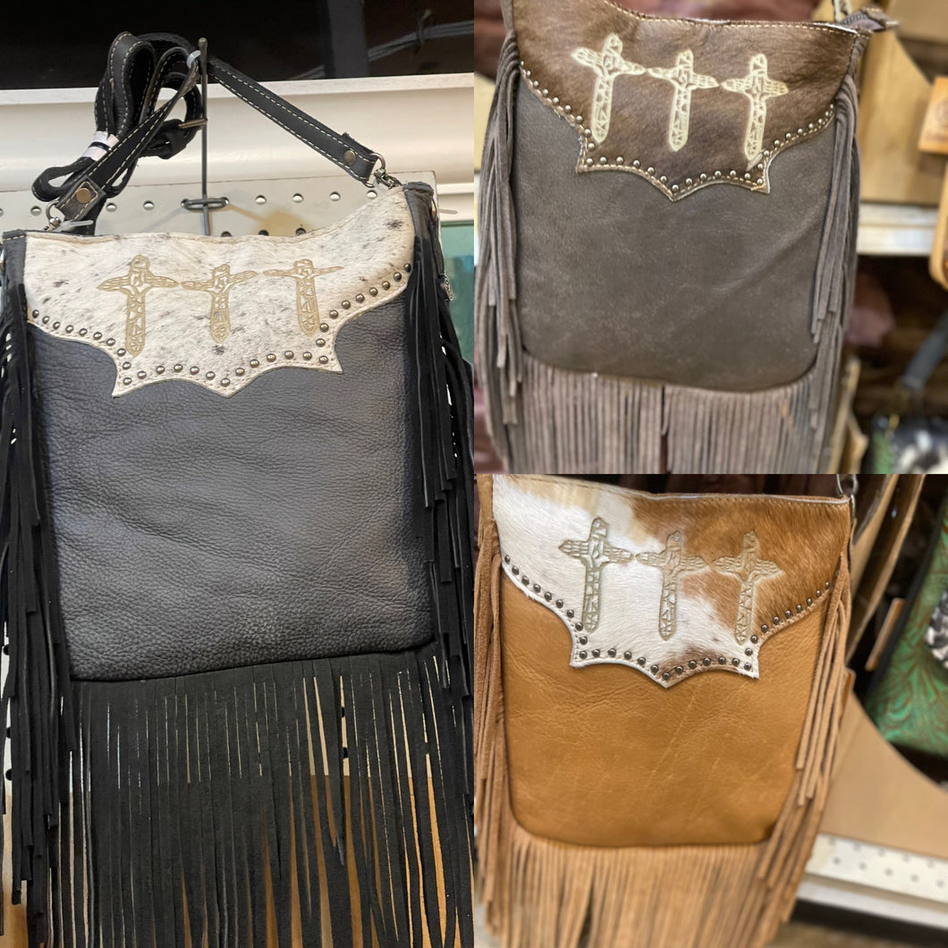 Cowhide Tri Cross Crossbody