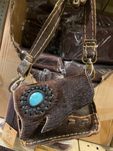 Load image into Gallery viewer, Cowhide Turquoise Stone Mini Crossbody Purse
