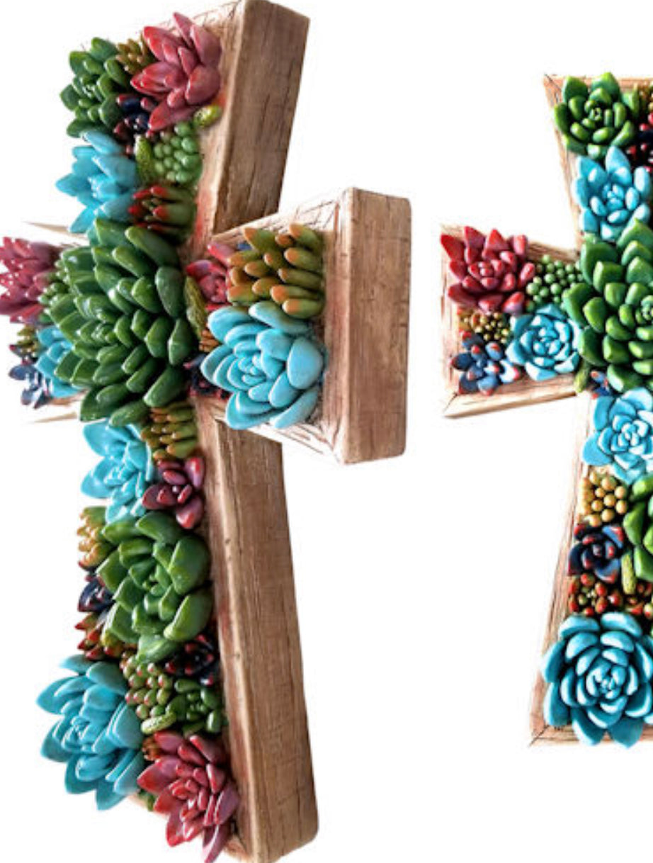 Succulent Cactus Wall Cross