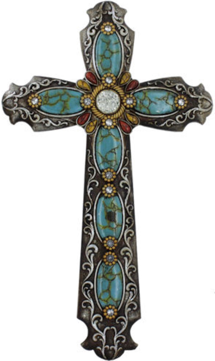 Turquoise Stone Medallion Cross