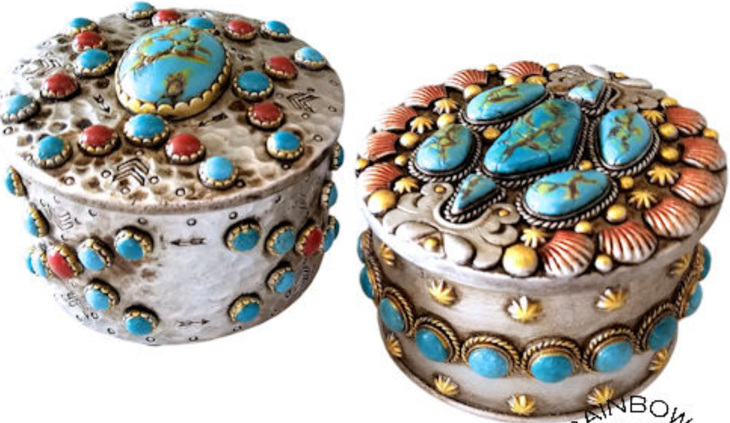 Turqouise Stone Jewelry Trinket Box Set