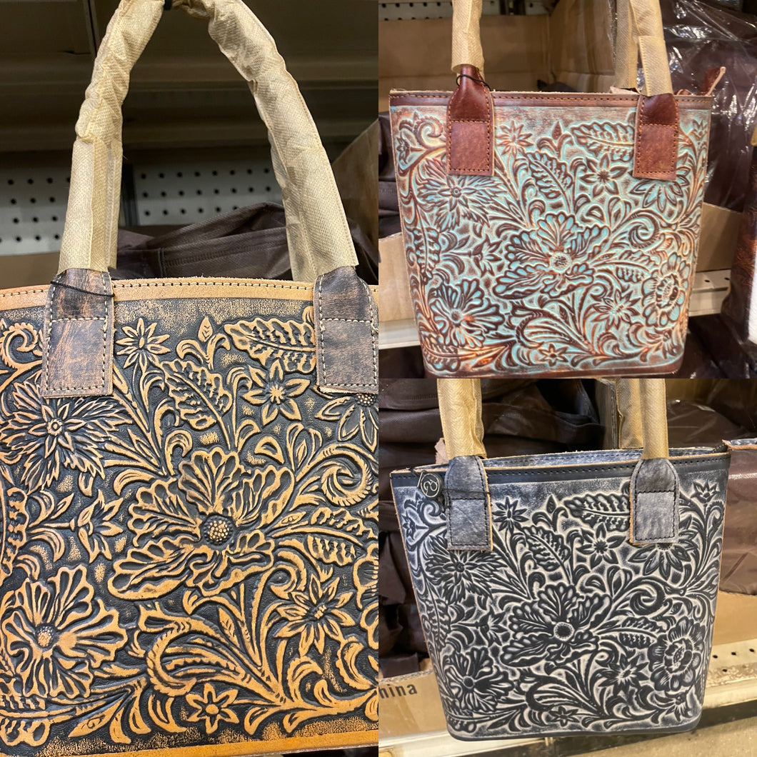 Floral Tooled Handbag