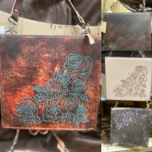 Load image into Gallery viewer, Leather Etched Floral Crossbody Purse
