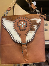 Load image into Gallery viewer, Cowhide Turquoise Stone Crossbody
