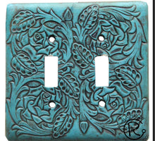 Load image into Gallery viewer, Turquoise Tooled Cover Plates
