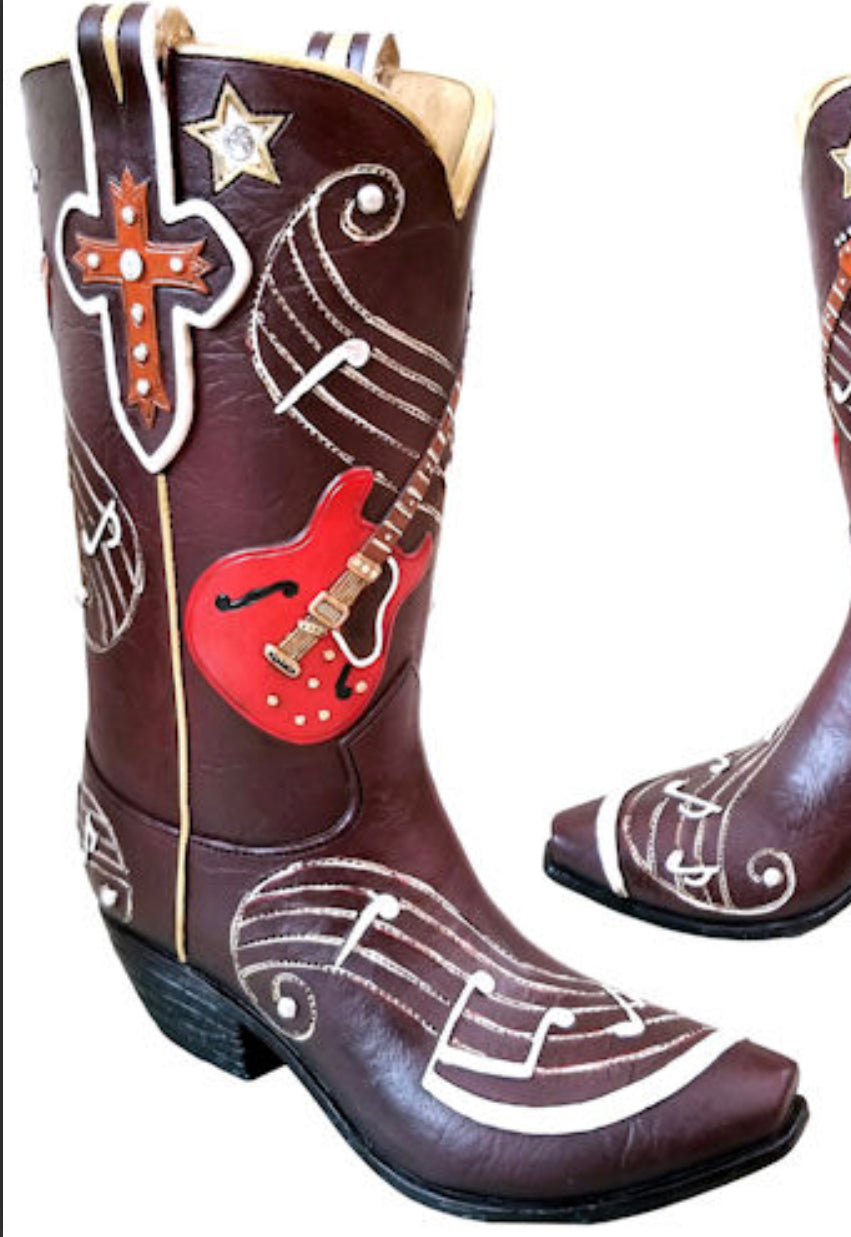 Nashville Guitar Music Boot Vase