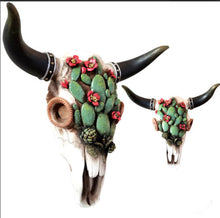 Load image into Gallery viewer, Cactus Succulent Cowskull Wall Decor
