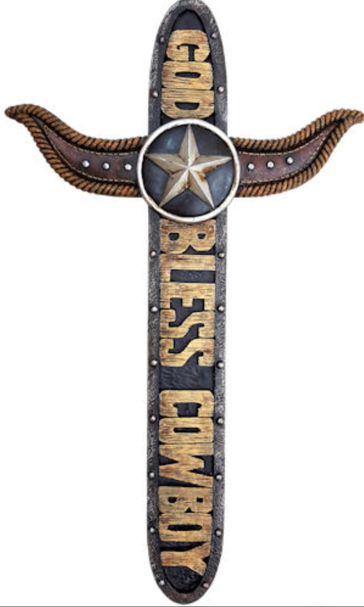 Western God Bless Cowboy Cross