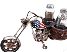 Load image into Gallery viewer, USA Flag Motorcycle Salt &amp; Pepper Shaker Set
