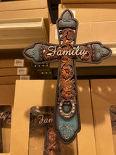 Load image into Gallery viewer, Tooled Family Horseshoe Cross
